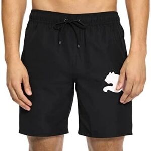 NWT Puma Men's Black Swim Trunk Board Shorts Big Cat Regular Fit - Size S